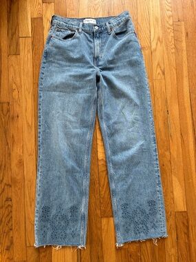 Abercrombie & Fitch Light Blue Straight Leg Jeans with Eyelet Hem